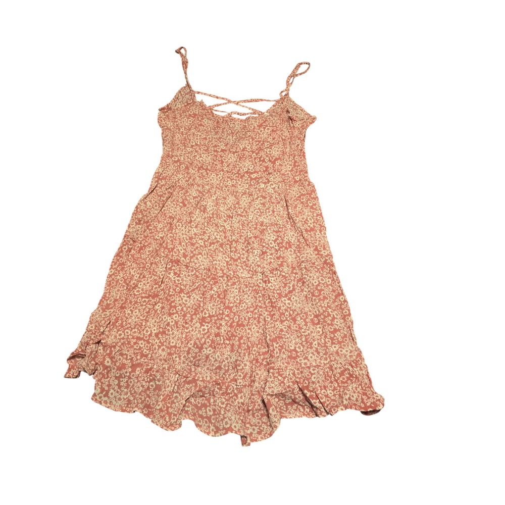 Kiwi + Punch Floral Mini Dress Dark Blush Pink Lace Up Back LSD7583 Small NWT
